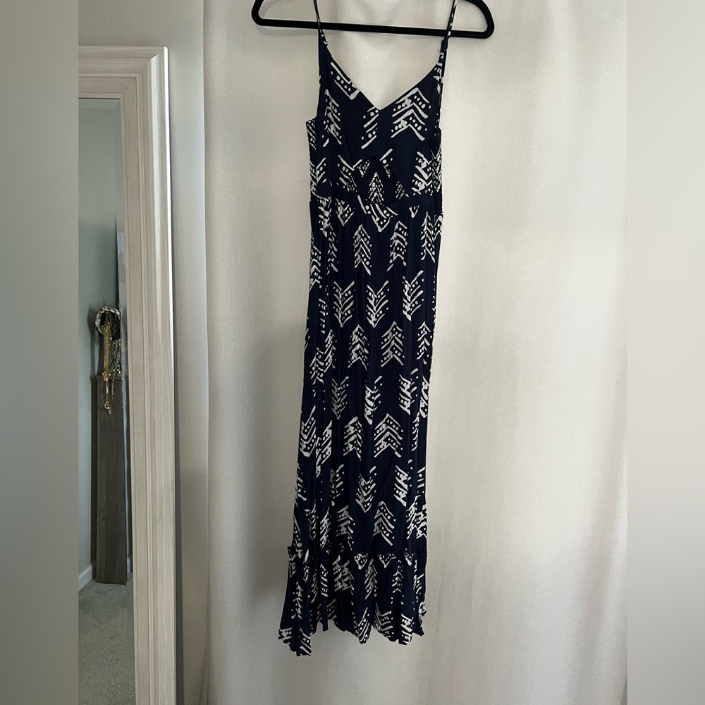 Blue printed summer maxi dress- size small